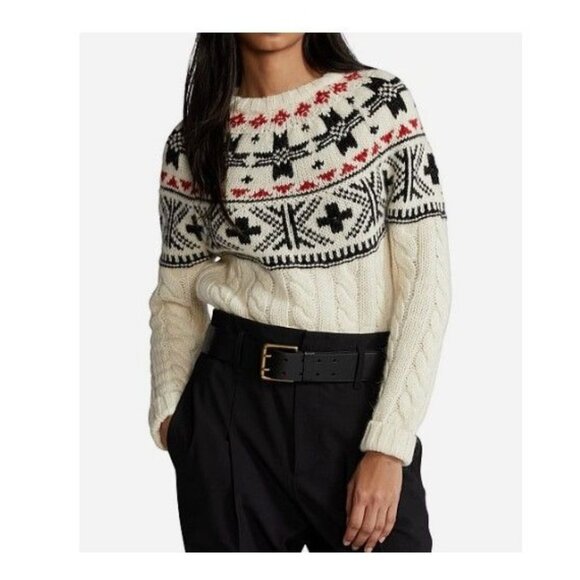 Polo Ralph Lauren Fair Isle Nordic Sweater Wool & Alpaca in Cream Size Small - Picture 1 of 11